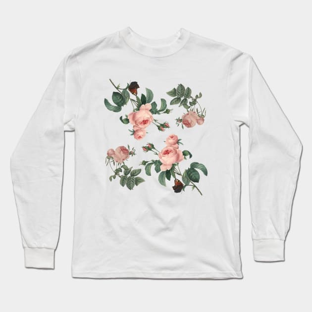 Vintage Roses and Butterflies II Long Sleeve T-Shirt by NatureMagick